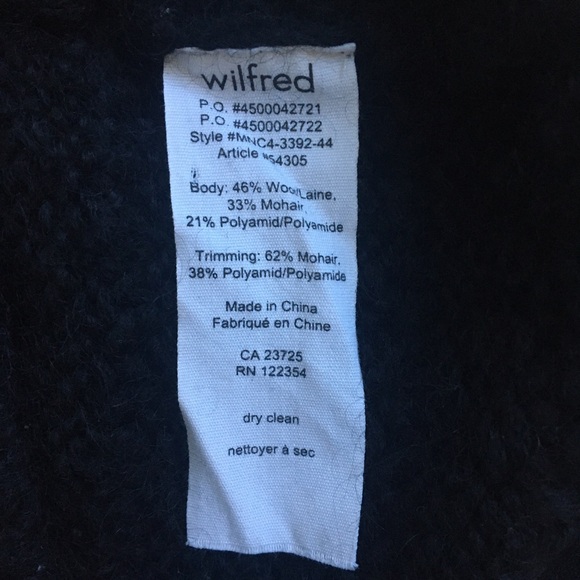 Wilfred Wool Mohair V-Neck Cable Knit Long Sleeve Sweater Oversized Small Black - Picture 11 of 13